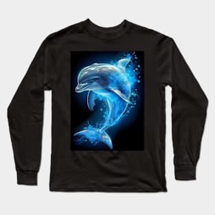 Ethereal Dolphin In Beautiful Aqua Colors Long Sleeve T-Shirt